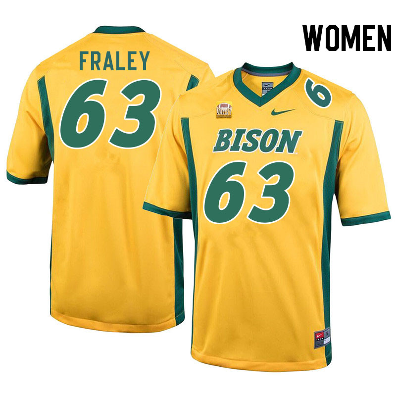 Women #63 Trent Fraley North Dakota State Bison College Football Jerseys Stitched-Yellow